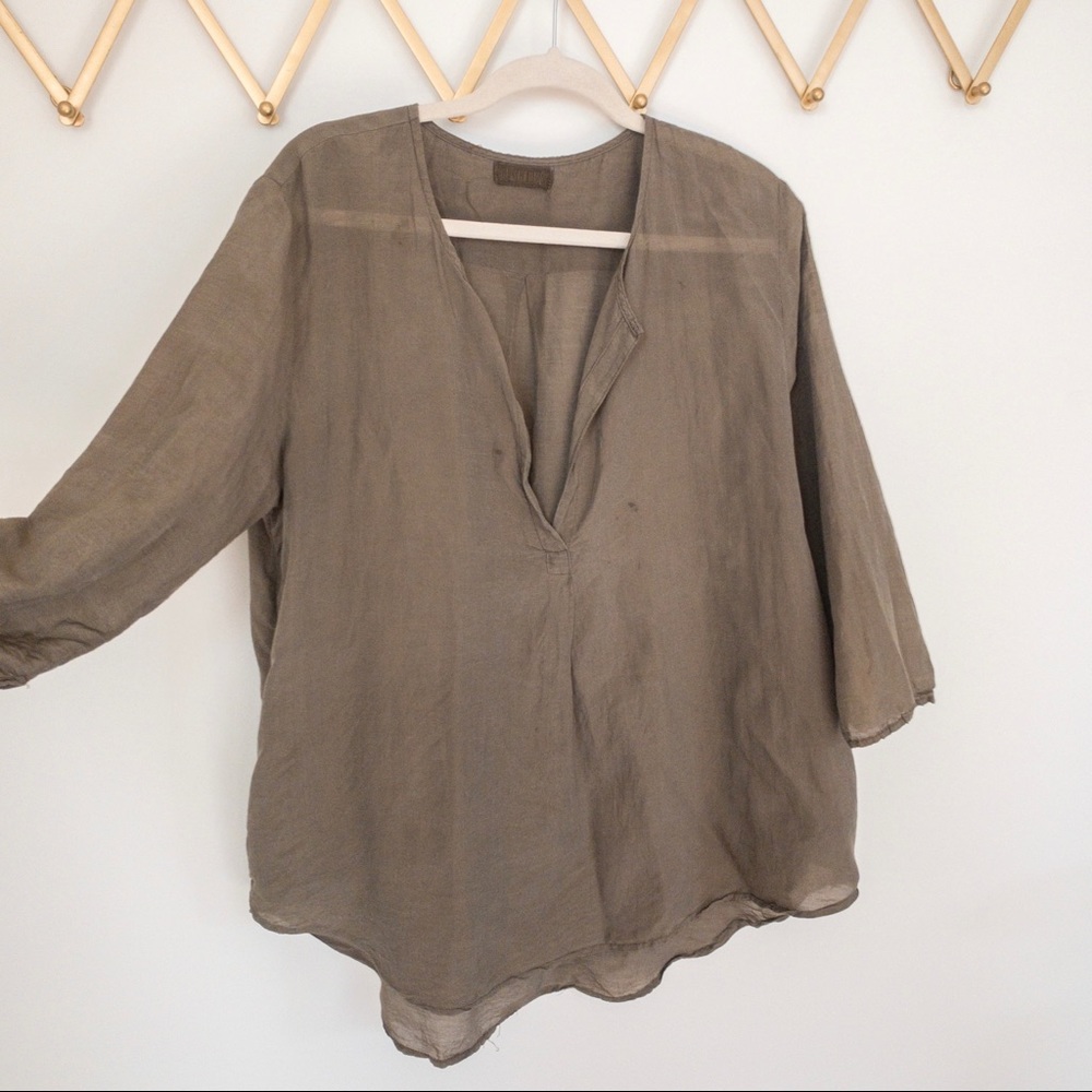 CP Shades Olive Green 3/4 Sleeve Blouse